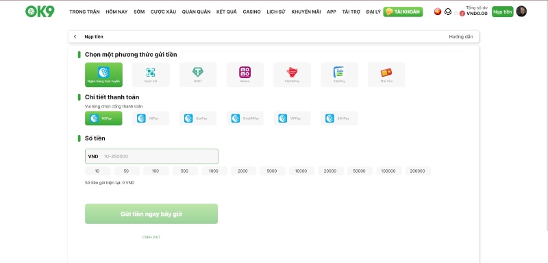 Hướng Dẫn Nạp Tiền OK9 An Toàn Và Nhanh Chóng 1 Hình thức nạp tiền OK9 qua ngân hàng